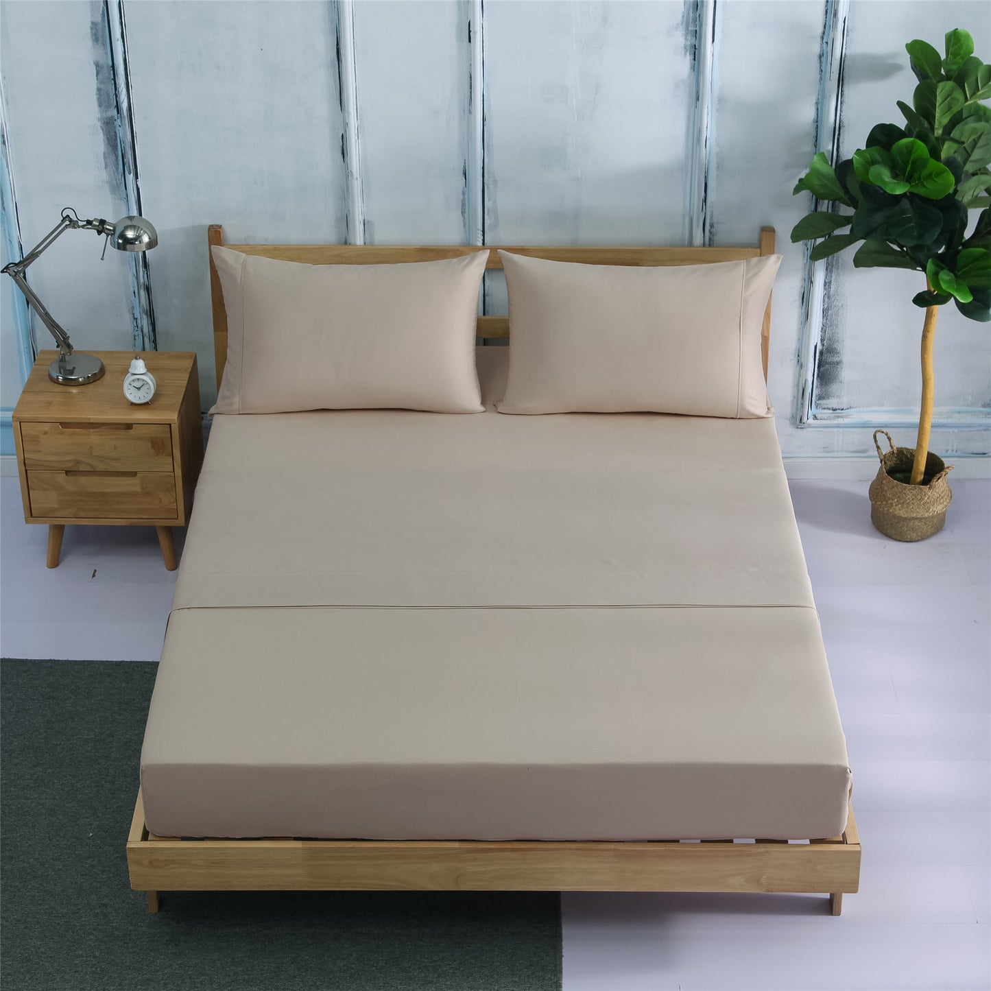 Ropa de cama de cuatro piezas, sábana, sábana, Amazon AliExpress Venta caliente de cuatro piezas liso cepillado