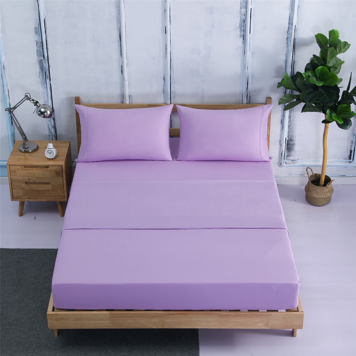 Ropa de cama de cuatro piezas, sábana, sábana, Amazon AliExpress Venta caliente de cuatro piezas liso cepillado