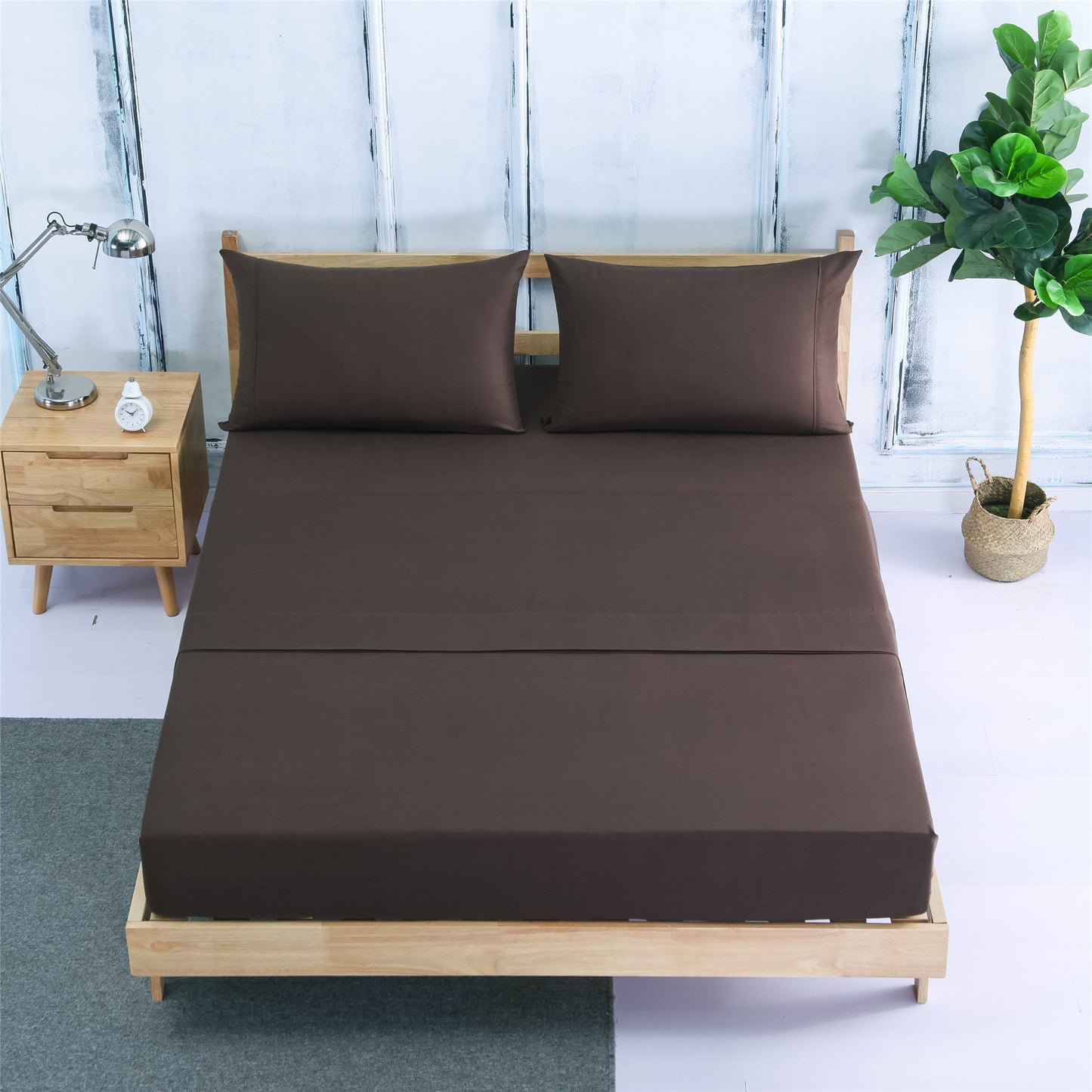 Ropa de cama de cuatro piezas, sábana, sábana, Amazon AliExpress Venta caliente de cuatro piezas liso cepillado