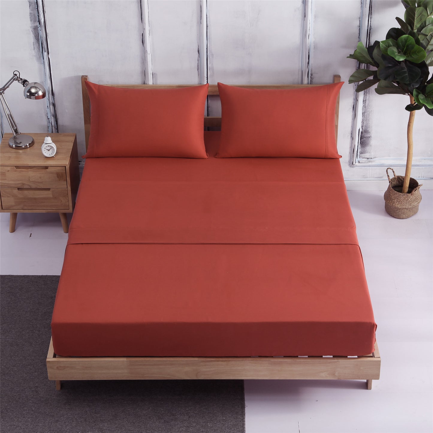 Ropa de cama de cuatro piezas, sábana, sábana, Amazon AliExpress Venta caliente de cuatro piezas liso cepillado