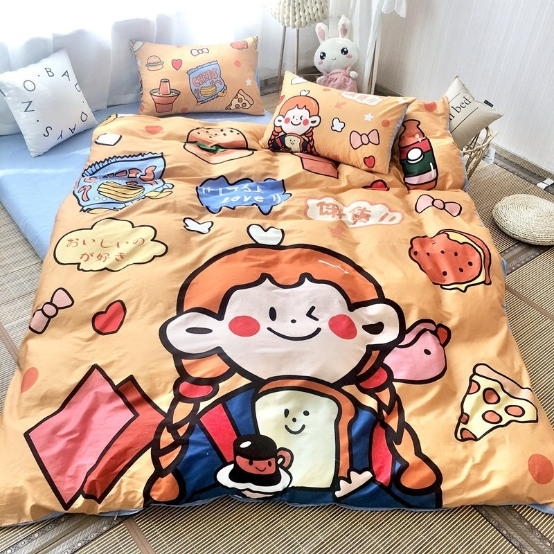 Four-piece Japanese-style Cute Cartoon Duvet Cover