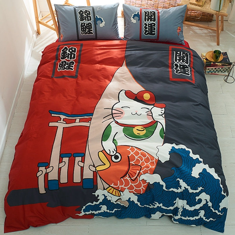 Four-piece Japanese-style Cute Cartoon Duvet Cover