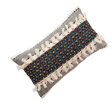 Almohada de algodón tejida a mano de estilo bohemio