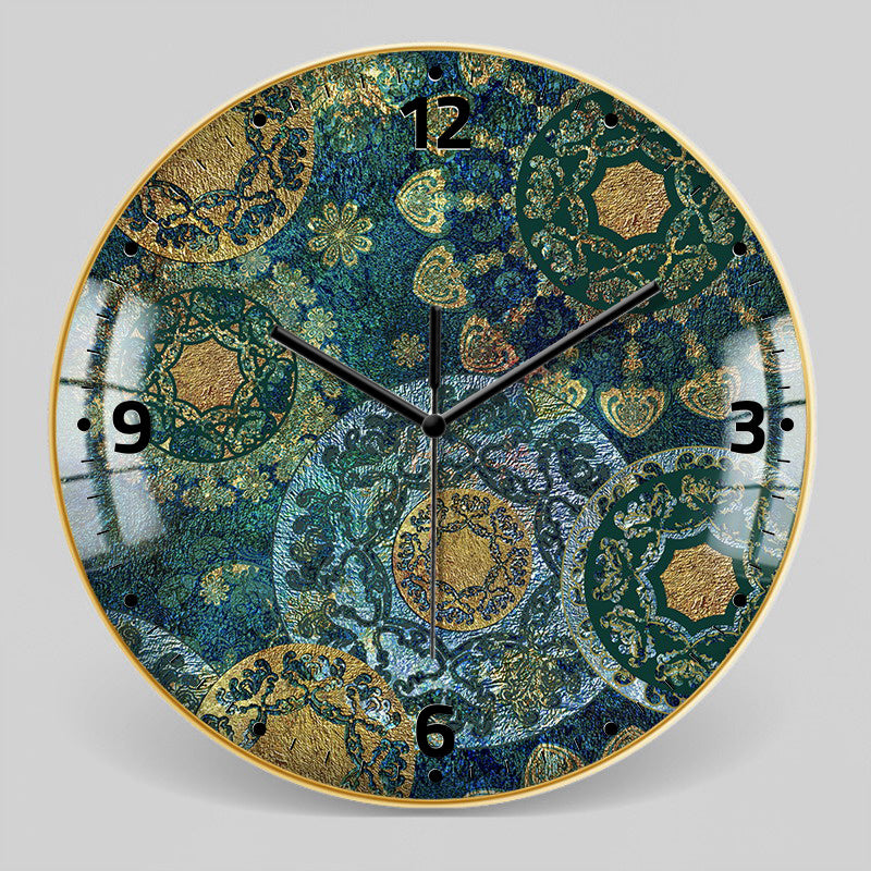 Horloge murale décorative nordique marocaine en verre de style ethnique à motif bohème