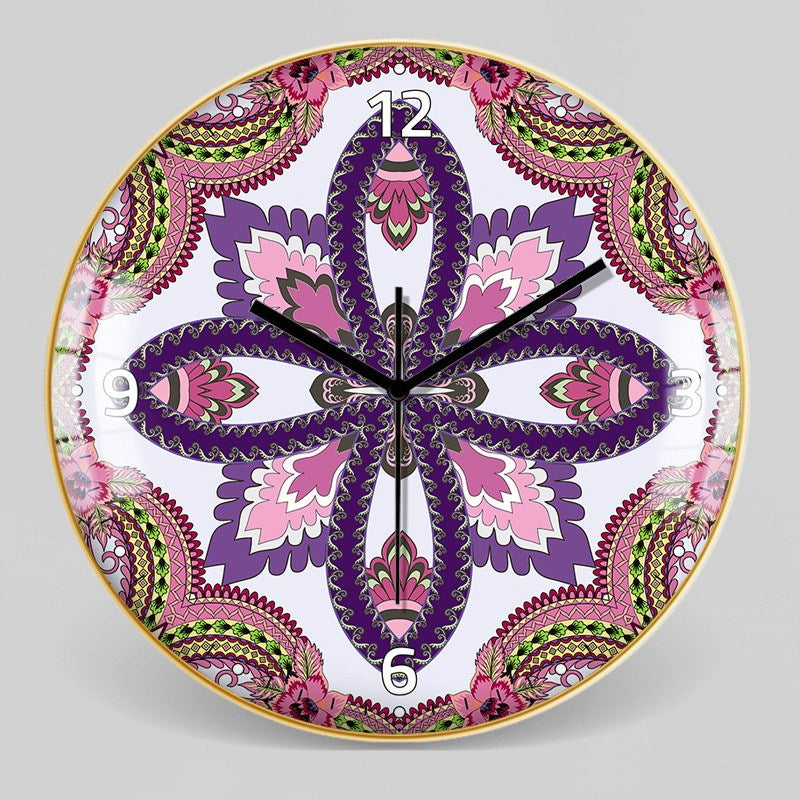 Horloge murale décorative nordique marocaine en verre de style ethnique à motif bohème