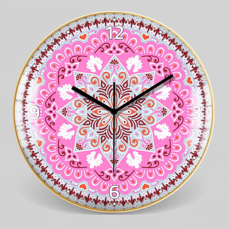 Horloge murale décorative nordique marocaine en verre de style ethnique à motif bohème