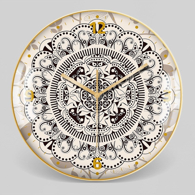 Horloge murale décorative nordique marocaine en verre de style ethnique à motif bohème