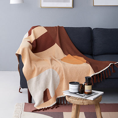 Nordic Morandi Simple Knitted Sofa Blanket Air Conditioning Blanket Take Towel Bed Take Hotel Bed End Blanket