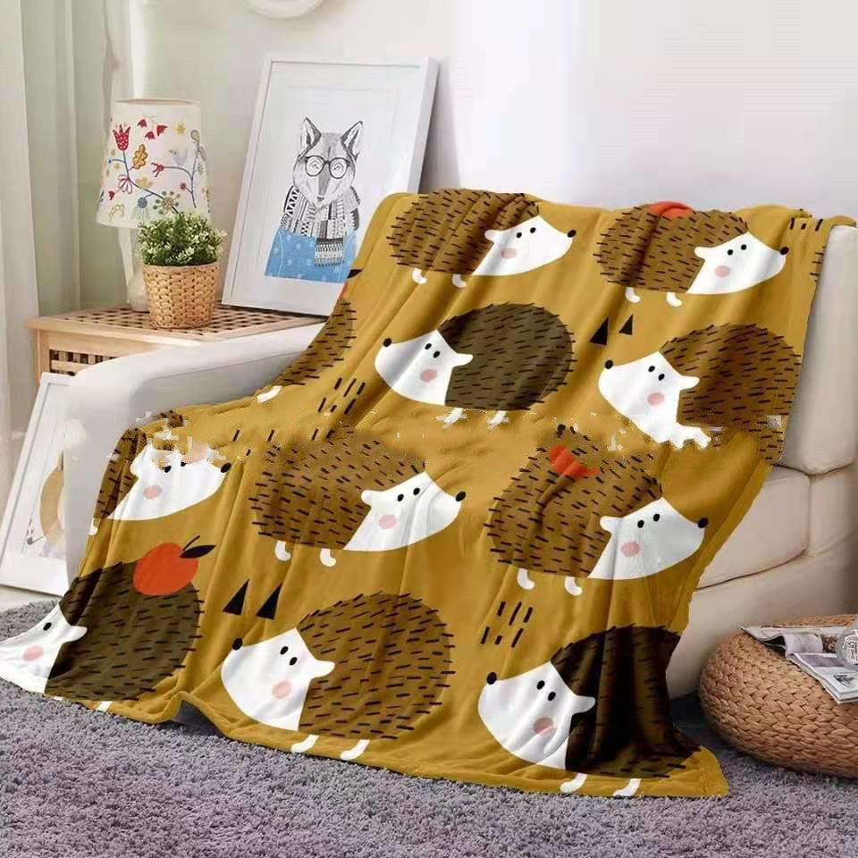 Flannel Blanket Hedgehog Coral Fleece Blanket