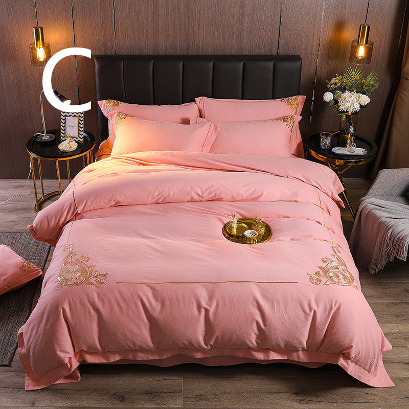 Four-piece Brushed Winter Soft Nude Sleeping Nordic Style Sheets And Duvet Cover Bedding