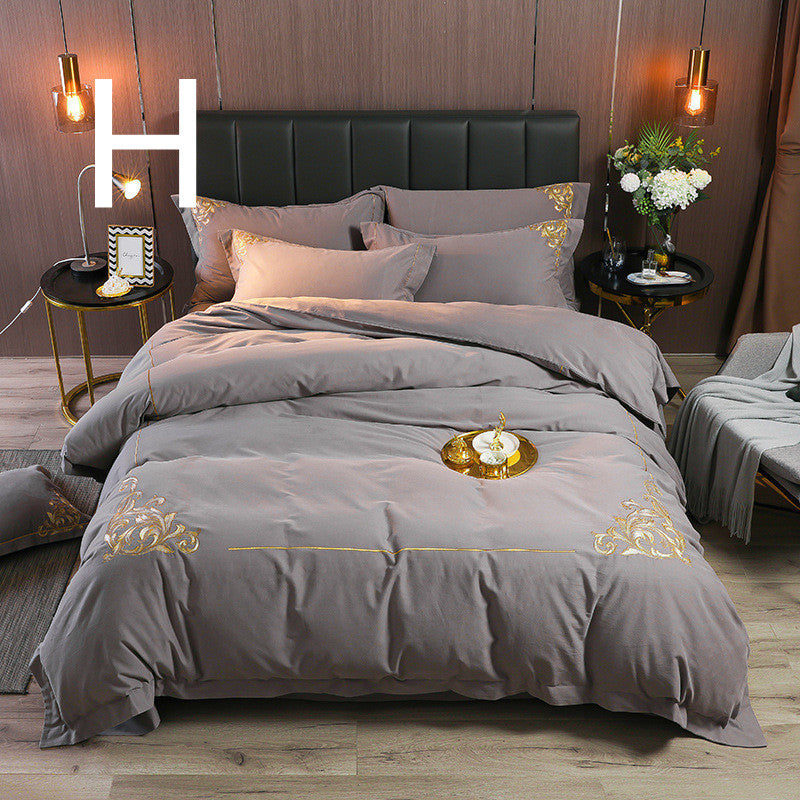 Four-piece Brushed Winter Soft Nude Sleeping Nordic Style Sheets And Duvet Cover Bedding