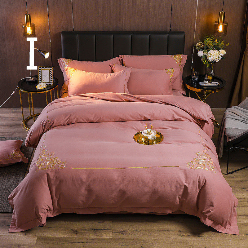 Four-piece Brushed Winter Soft Nude Sleeping Nordic Style Sheets And Duvet Cover Bedding