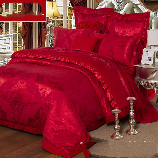 European And American Style Sheets And Duvet Cover Four-piece Cotton Satin Jacquard