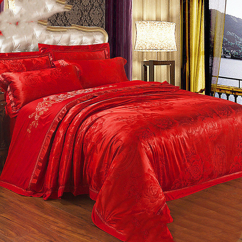 European And American Style Sheets And Duvet Cover Four-piece Cotton Satin Jacquard