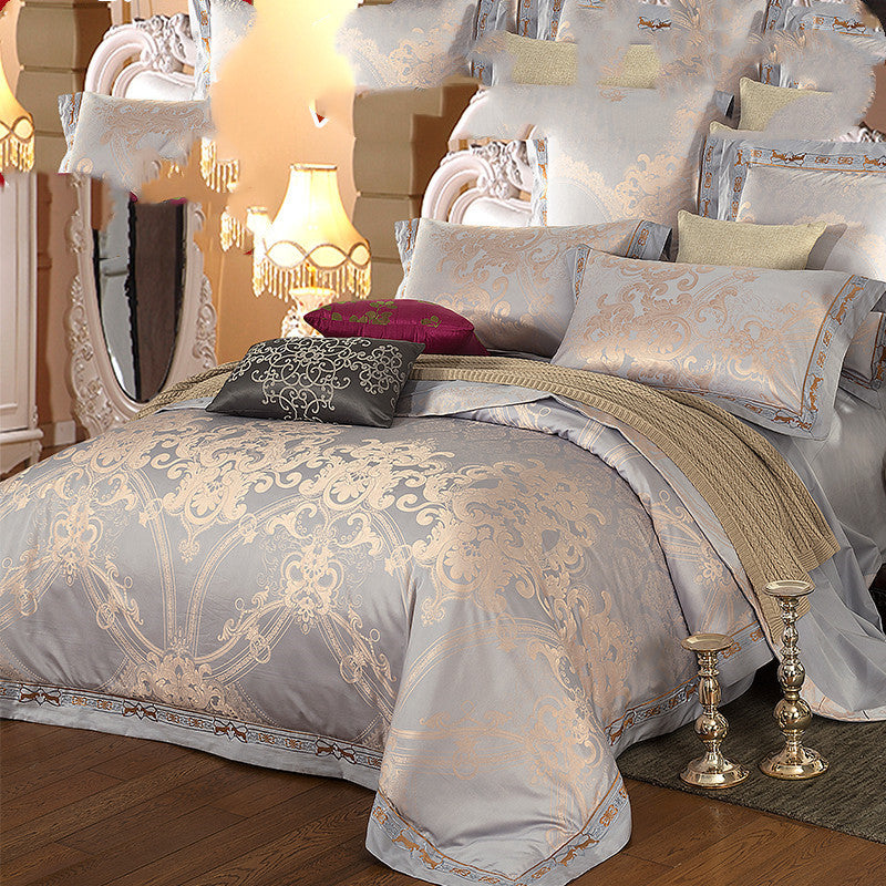 European And American Style Sheets And Duvet Cover Four-piece Cotton Satin Jacquard