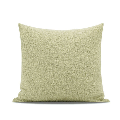 Coussin en rouleau de fausse laine verte Matcha nordique, oreiller pour fille, modèle de chambre d'enfant, oreiller carré