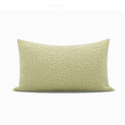 Coussin en rouleau de fausse laine verte Matcha nordique, oreiller pour fille, modèle de chambre d'enfant, oreiller carré