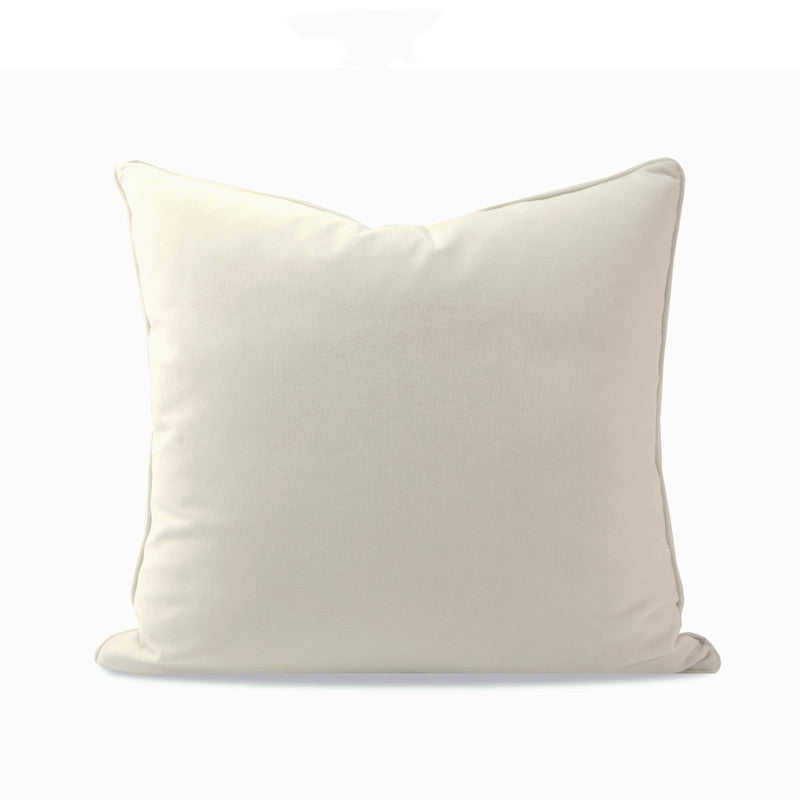 Cojín de franela con ribete blanco lechoso para sofá de noche, modelo de habitación, almohada cuadrada