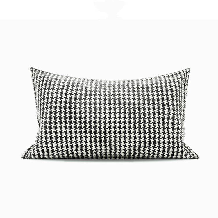 Black And White Bird Grid Cotton Linen Cushion Pillow Square Pillow