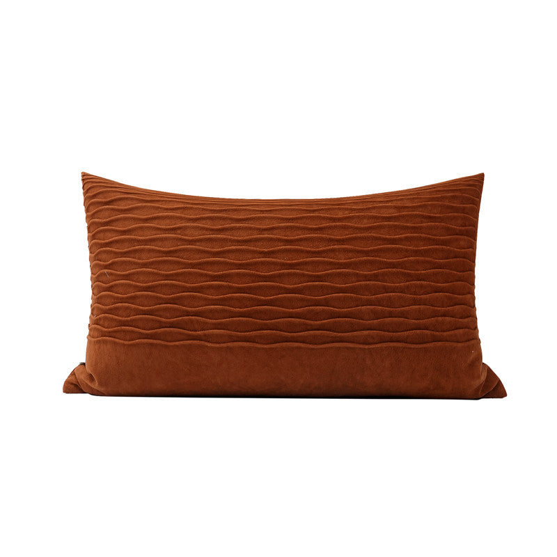 Nouvel oreiller à motif de vagues de couleur café marron foncé, oreiller de taille minimaliste moderne