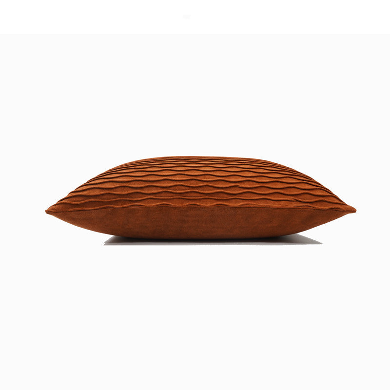 Nouvel oreiller à motif de vagues de couleur café marron foncé, oreiller de taille minimaliste moderne