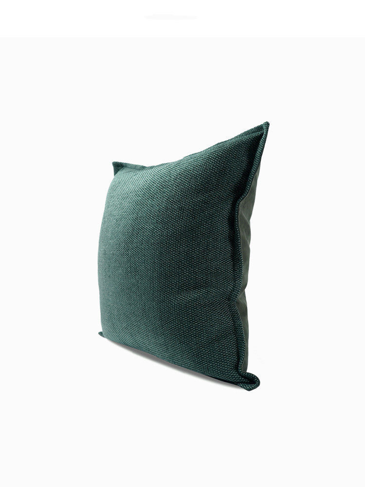 Coussin moderne en coton et lin vert foncé