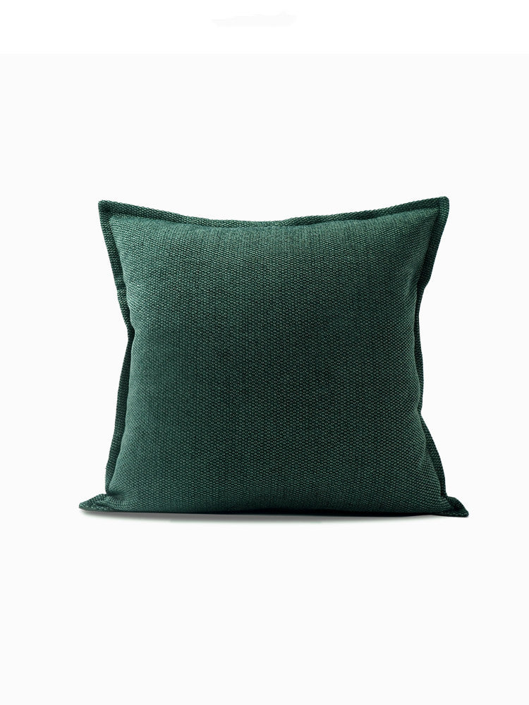 Coussin moderne en coton et lin vert foncé