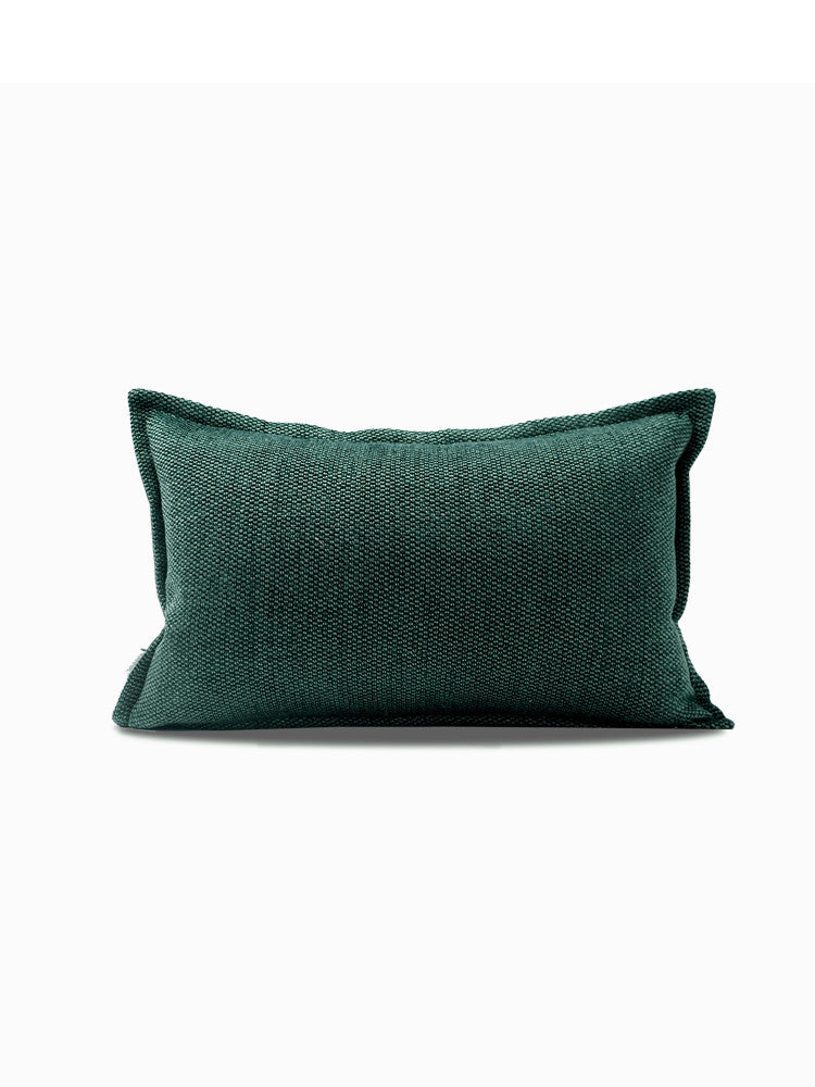 Coussin moderne en coton et lin vert foncé