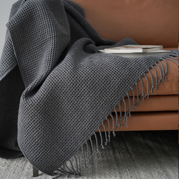 Solid Color Blanket, Sofa, Decorative Blanket Model Room, Dark Gray Blanket And Towel