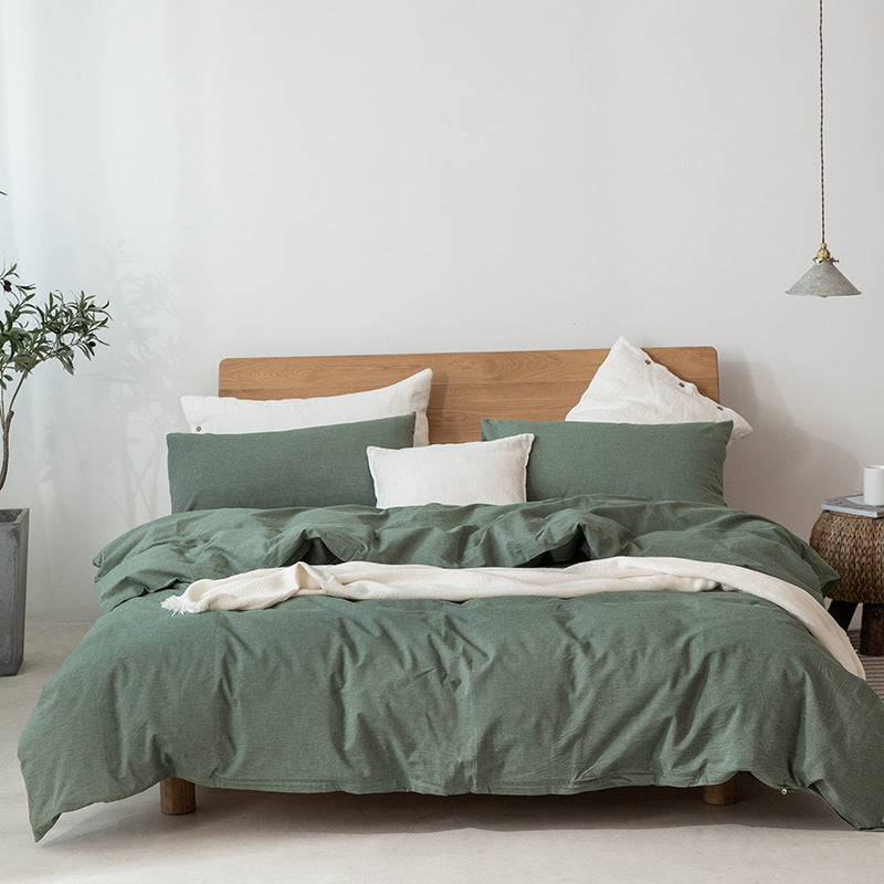 Housse de couette et drap de lit simple et double en treillis de couleur pure de style japonais Muji Bed &amp; Breakfast