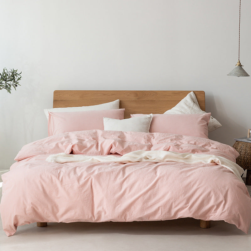 Housse de couette et drap de lit simple et double en treillis de couleur pure de style japonais Muji Bed &amp; Breakfast