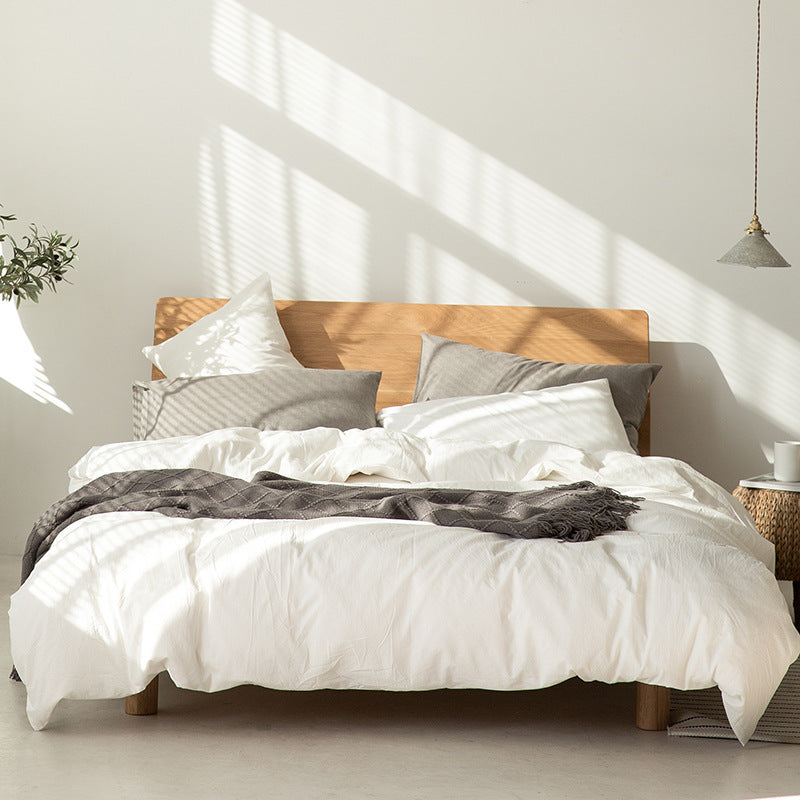 Housse de couette et drap de lit simple et double en treillis de couleur pure de style japonais Muji Bed &amp; Breakfast