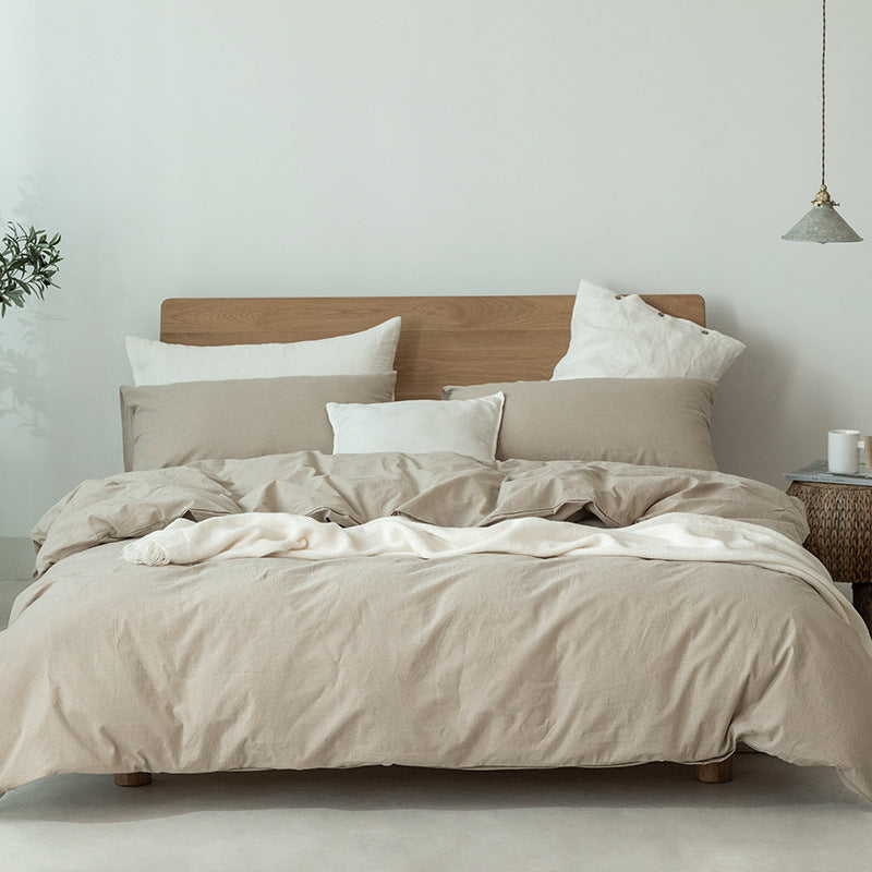 Housse de couette et drap de lit simple et double en treillis de couleur pure de style japonais Muji Bed &amp; Breakfast