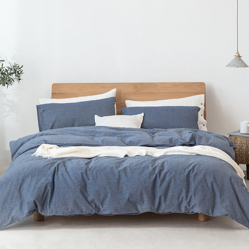 Housse de couette et drap de lit simple et double en treillis de couleur pure de style japonais Muji Bed &amp; Breakfast