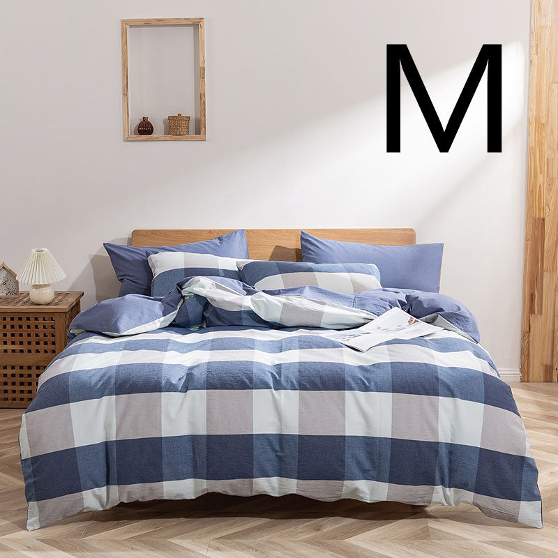 Washed Cotton Four-piece Set, Simple Bedding, Home Textile Cotton Quilt Cover, Bed Sheet