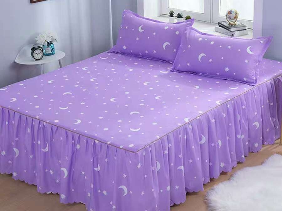 Falda de cama, funda de almohada, 3 sábanas de lana, juego de cama, colcha