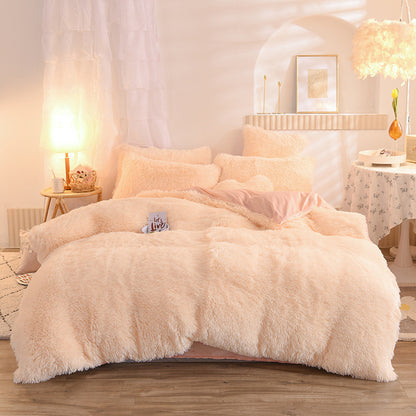 Housse de couette en polaire épaisse de luxe Queen King Winter Warm Bed Housse de couette Taie d'oreiller Fluffy Plush Shaggy Literie Ensemble de literie Hiver Corps Garder au chaud