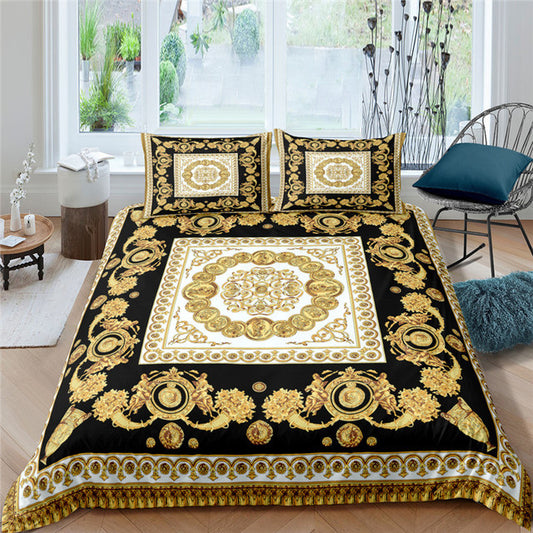 Juego de cama de lujo con edredón estampado de estilo europeo Ver Comfort