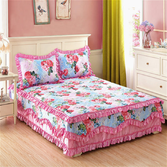 Four-piece cotton bed skirt