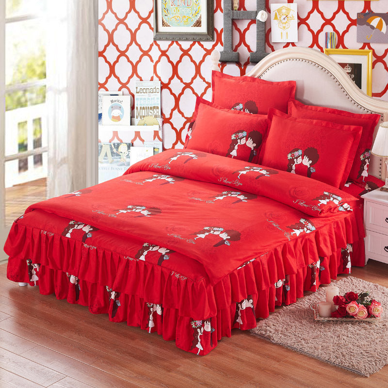 Four piece set on cotton bed