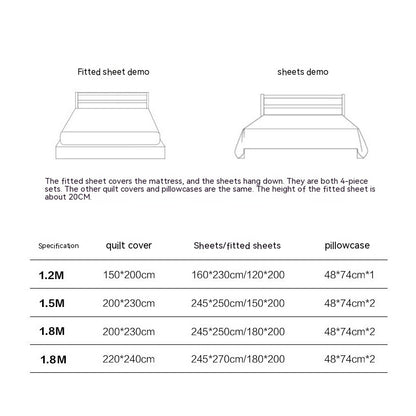 Juego de cama de cuatro piezas de algodón de fibra larga
