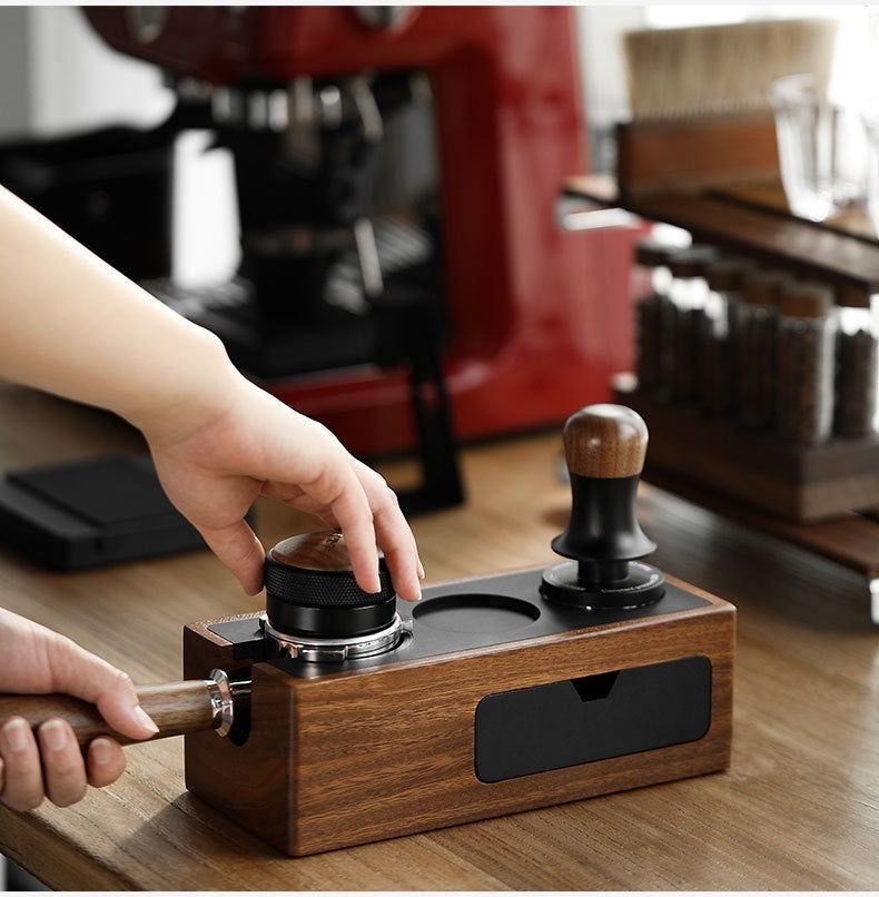 Bomber Coffee Handle Bracket Tamper Walnut Base Pressure Excited Filling Storage Seat