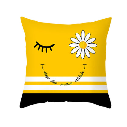 Housse de coussin moderne à imprimé marguerite jaune