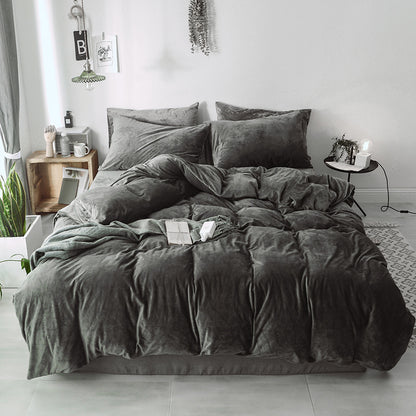 Four-piece velvet winter thick bedding