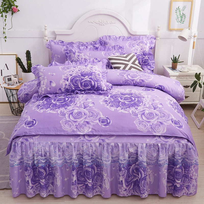 Thickened brushed lace bed skirt lace bedding