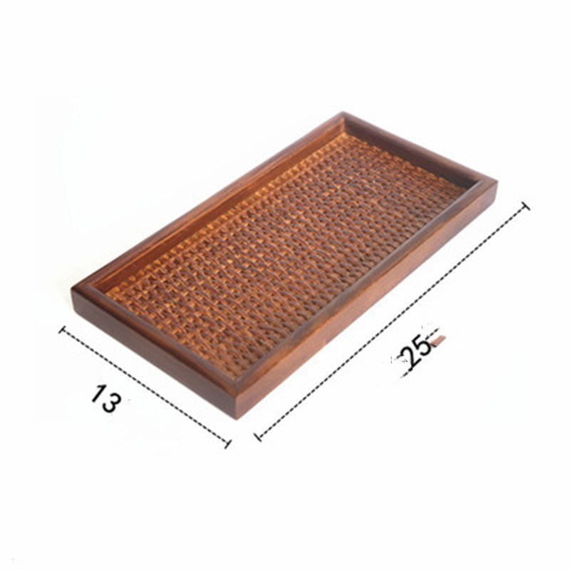 Rattan Woven Tea Tray Creative Tray Non-Slip Bamboo Woven Wooden Plate