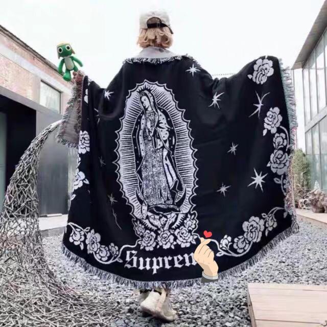 Virgin Mary Woven Thick Linen Blanket