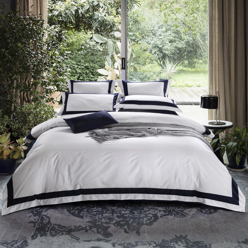 White four-piece hotel bedding cotton pure cotton European-style