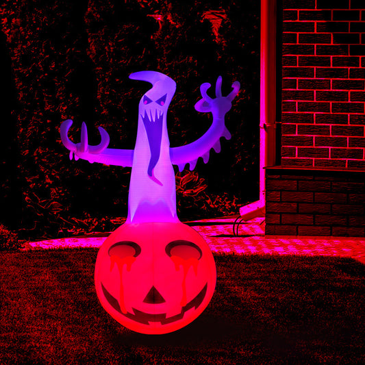 Décorations gonflables de citrouille fantôme d'Halloween avec lumière colorée