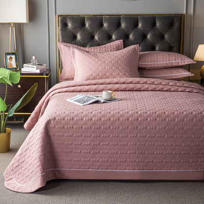 Three-piece Solid Color Quilted Quilted Bed Cover